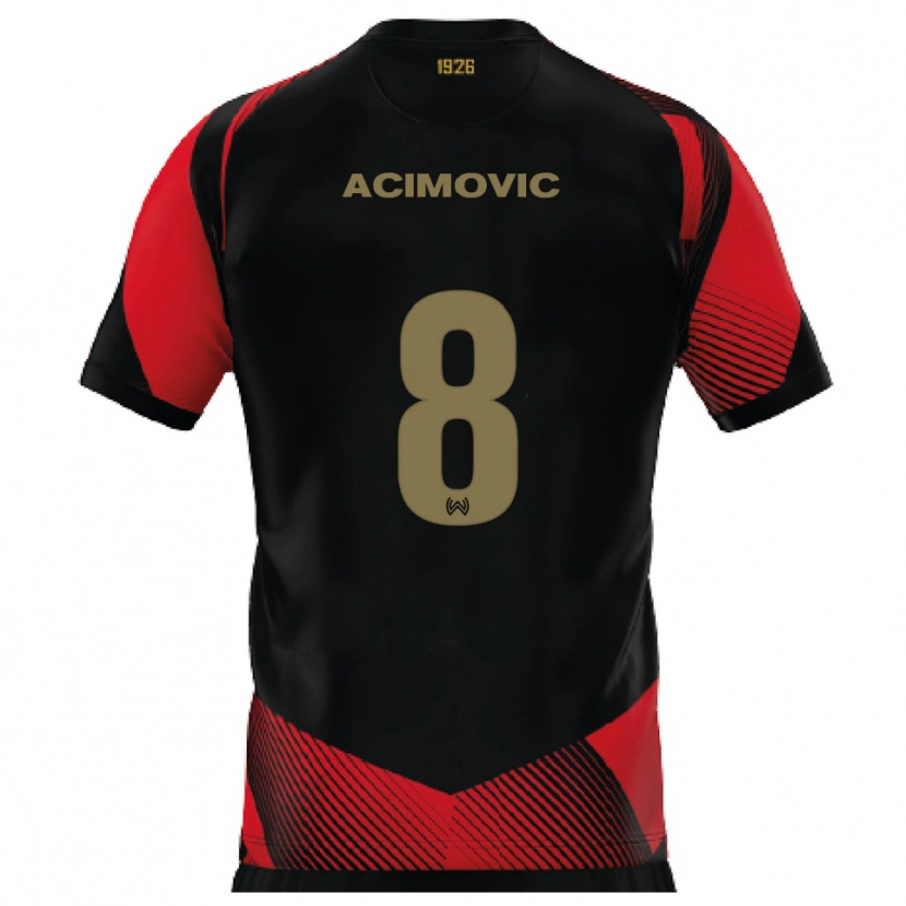 Danxen Criança Camisola Andrija Acimovic #8 Preto Vermelho Principal 2025/26 Camisa Brasil