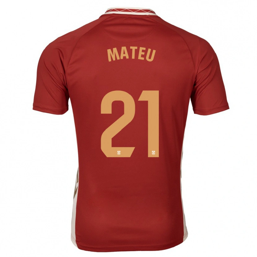 Danxen Criança Camisola Marc Mateu #21 Borgonha Dourado Alternativa 2025/26 Camisa Brasil