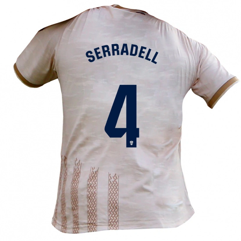 Danxen Criança Camisola Álex Serradell #4 Branco Sujo Castanho Alternativa 2025/26 Camisa Brasil