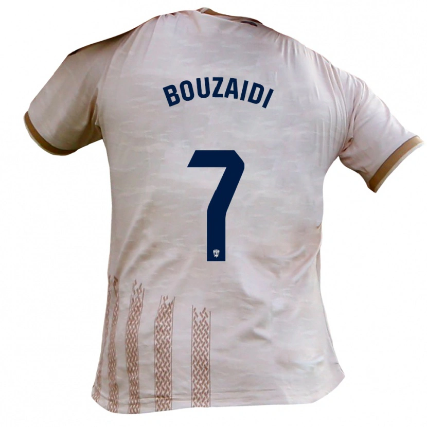 Danxen Criança Camisola Simo Bouzaidi #7 Branco Sujo Castanho Alternativa 2025/26 Camisa Brasil