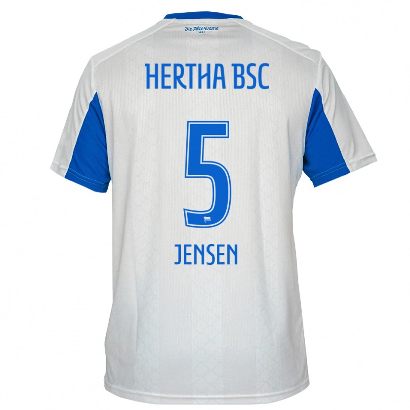 Danxen Criança Camisola Leon Jensen #5 Branco Azul Alternativa 2025/26 Camisa Brasil