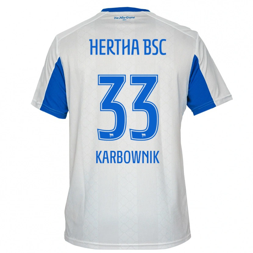 Danxen Criança Camisola Michal Karbownik #33 Branco Azul Alternativa 2025/26 Camisa Brasil