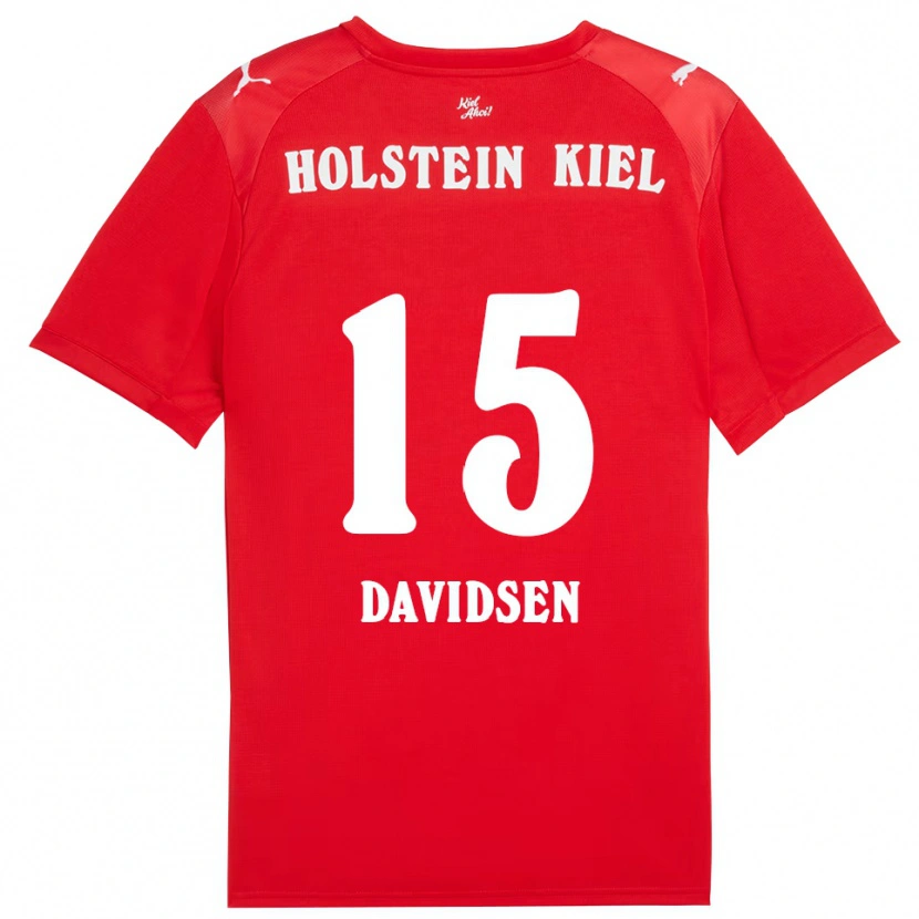 Danxen Criança Camisola Kasper Davidsen #15 Vermelho Azul Alternativa 2025/26 Camisa Brasil