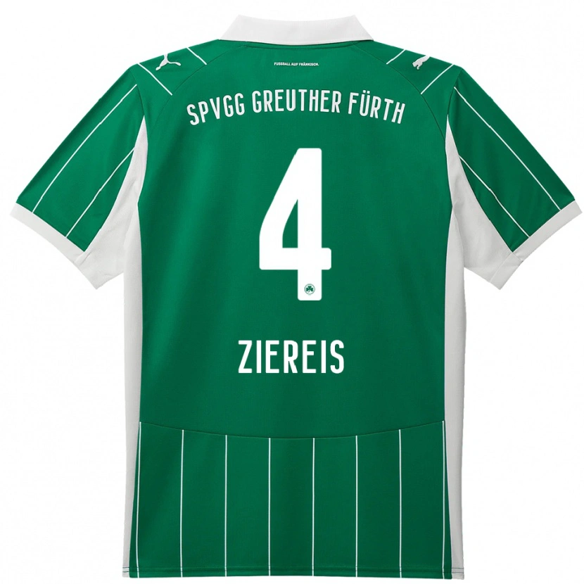 Danxen Criança Camisola Philipp Ziereis #4 Verde Branco Alternativa 2025/26 Camisa Brasil