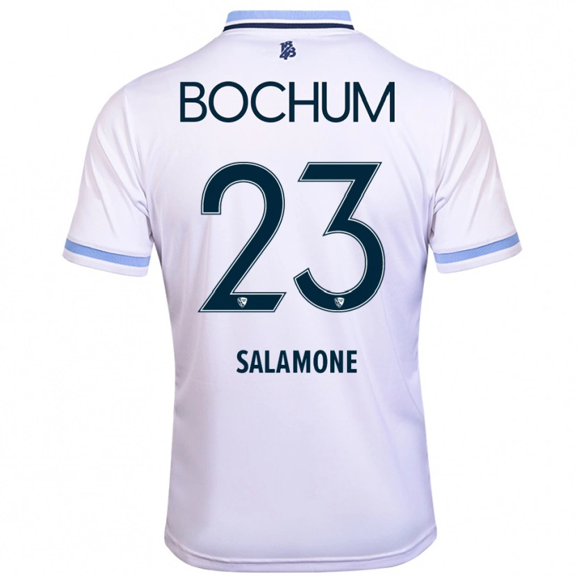 Danxen Criança Camisola Elia-Giona Salamone #23 Branco Azul Celeste Alternativa 2025/26 Camisa Brasil
