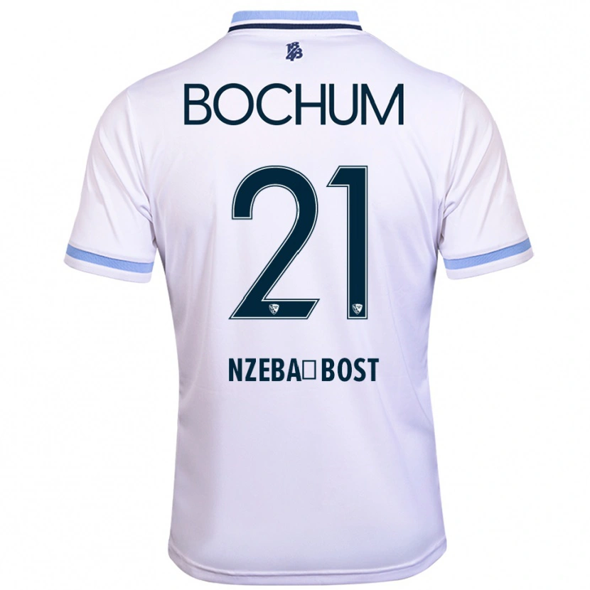 Danxen Criança Camisola Jan Nzeba-Bost #21 Branco Azul Celeste Alternativa 2025/26 Camisa Brasil