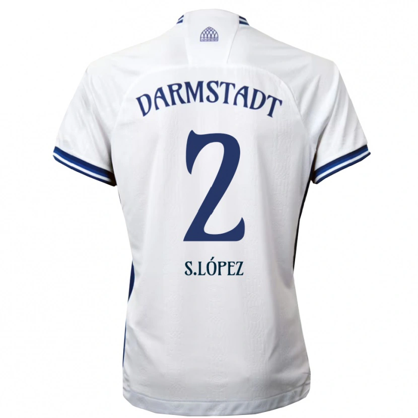 Danxen Criança Camisola Sergio López #2 Branco Azul Alternativa 2025/26 Camisa Brasil