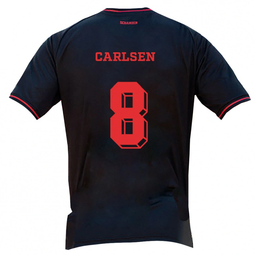 Danxen Criança Camisola Fredrik Carlsen #8 Preto Vermelho Branco Alternativa 2025/26 Camisa Brasil