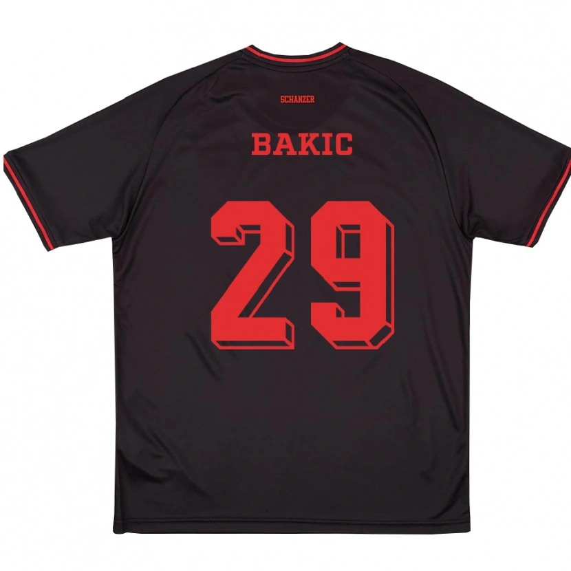 Danxen Criança Camisola Edis Bakic #29 Preto Vermelho Branco Alternativa 2025/26 Camisa Brasil