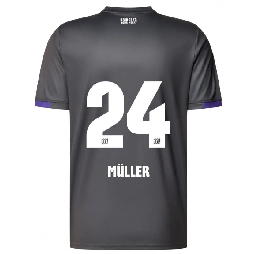 Danxen Criança Camisola Jannik Müller #24 Cinzento Roxo Alternativa 2025/26 Camisa Brasil