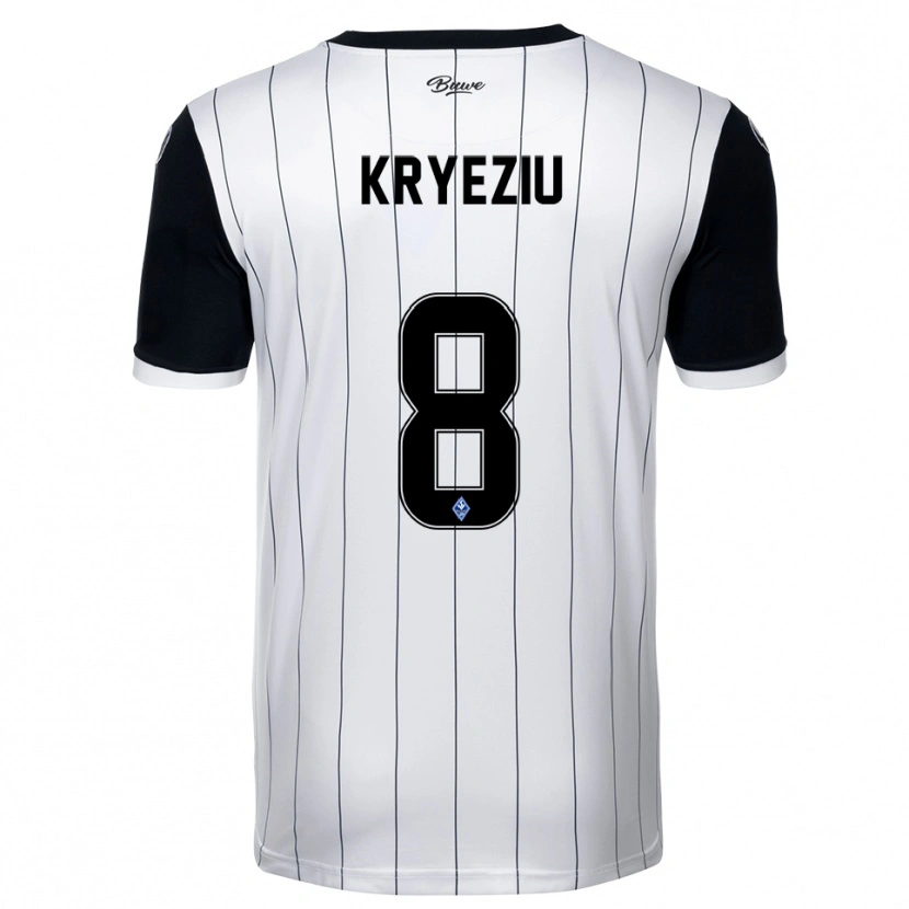 Danxen Criança Camisola Denis Kryeziu #8 Branco Preto Alternativa 2025/26 Camisa Brasil