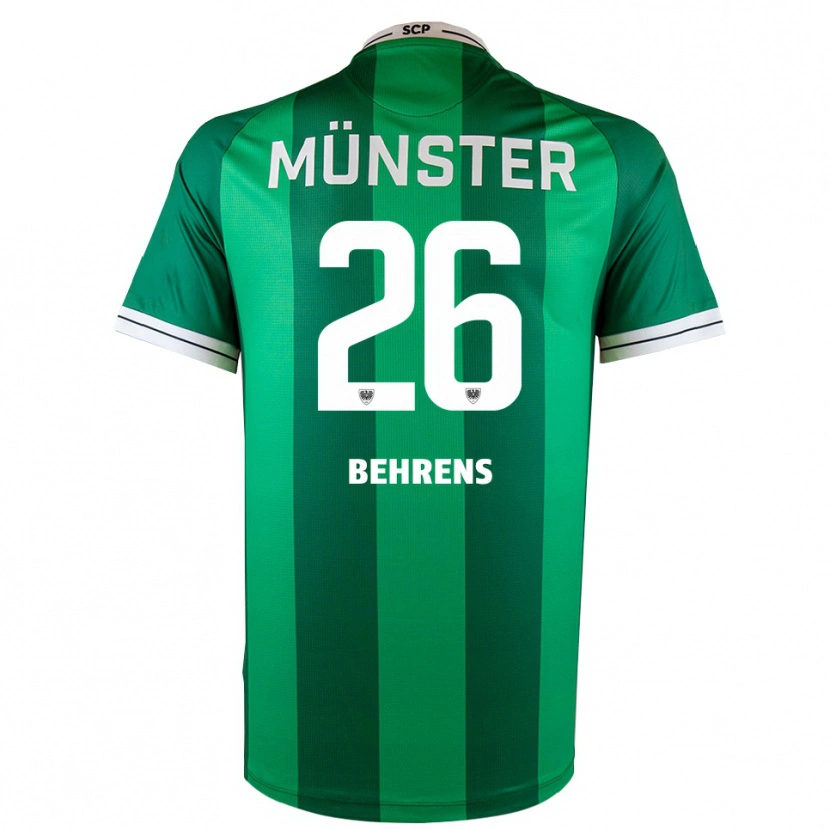 Danxen Homem Camisola Morten Behrens #26 Verde Branco Principal 2025/26 Camisa Brasil