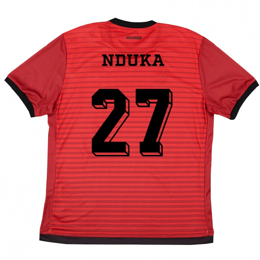 Danxen Homem Camisola Donald Nduka #27 Vermelho Preto Principal 2025/26 Camisa Brasil
