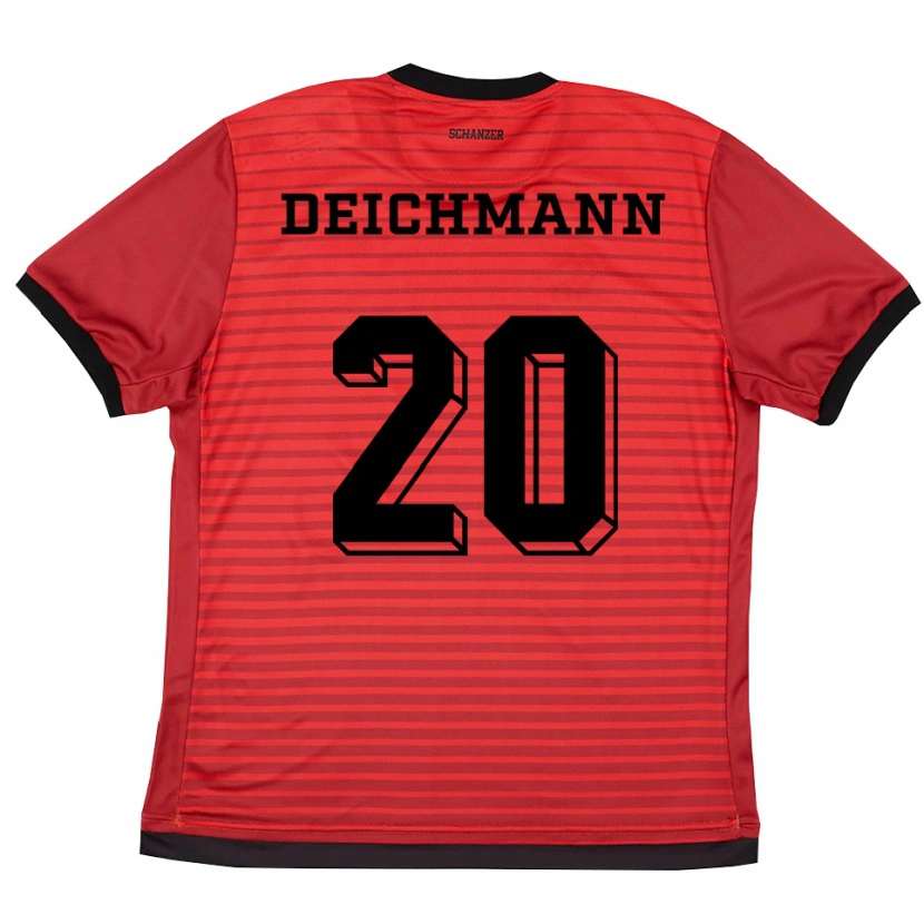Danxen Homem Camisola Yannick Deichmann #20 Vermelho Preto Principal 2025/26 Camisa Brasil
