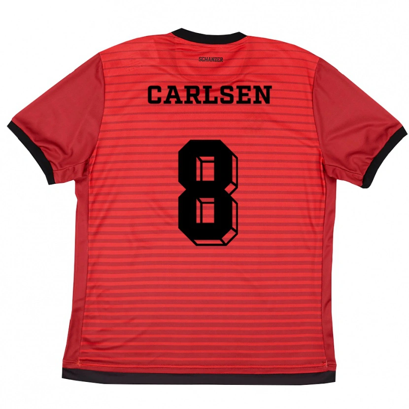 Danxen Homem Camisola Fredrik Carlsen #8 Vermelho Preto Principal 2025/26 Camisa Brasil