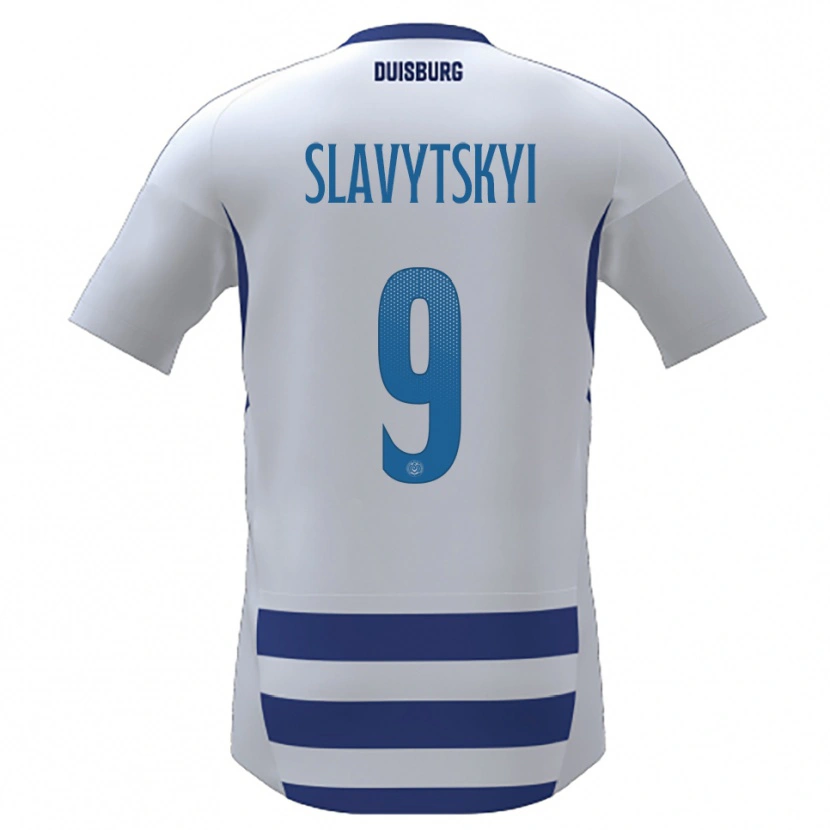 Danxen Homem Camisola Nikita Slavytskyi #9 Branco Azul Principal 2025/26 Camisa Brasil