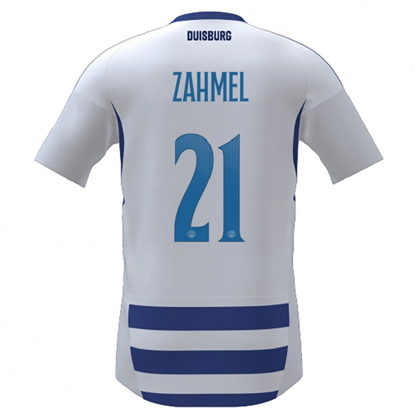 Danxen Homem Camisola Jannik Zahmel #21 Branco Azul Principal 2025/26 Camisa Brasil