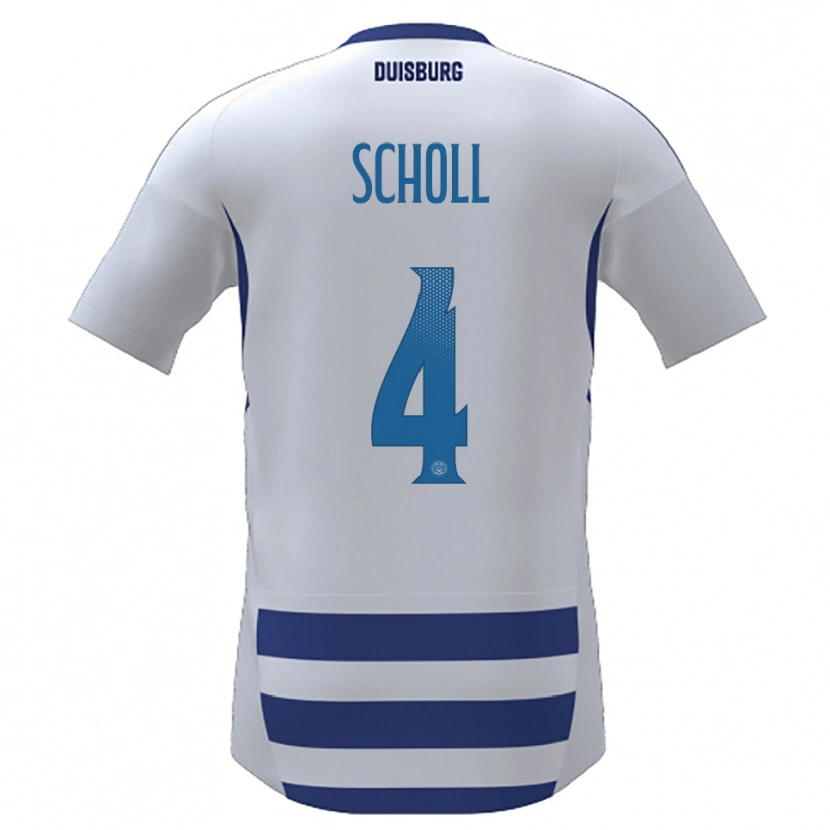 Danxen Homem Camisola Yannik Scholl #4 Branco Azul Principal 2025/26 Camisa Brasil
