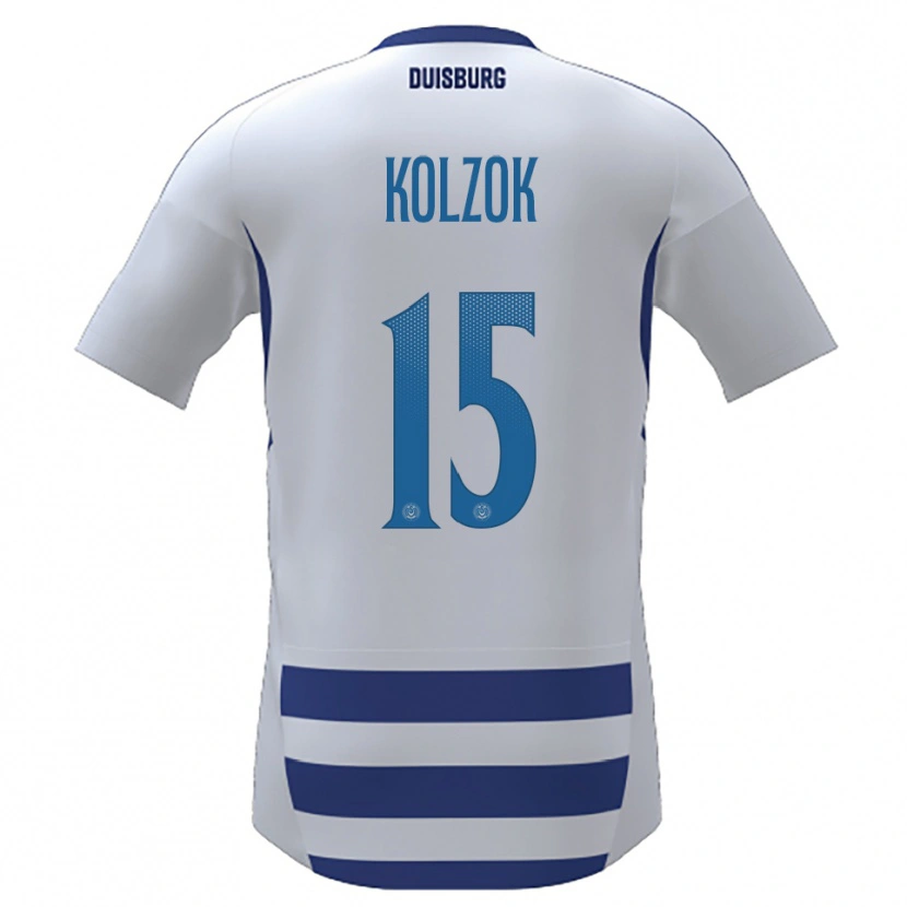 Danxen Homem Camisola Dominik Kolzok #15 Branco Azul Principal 2025/26 Camisa Brasil