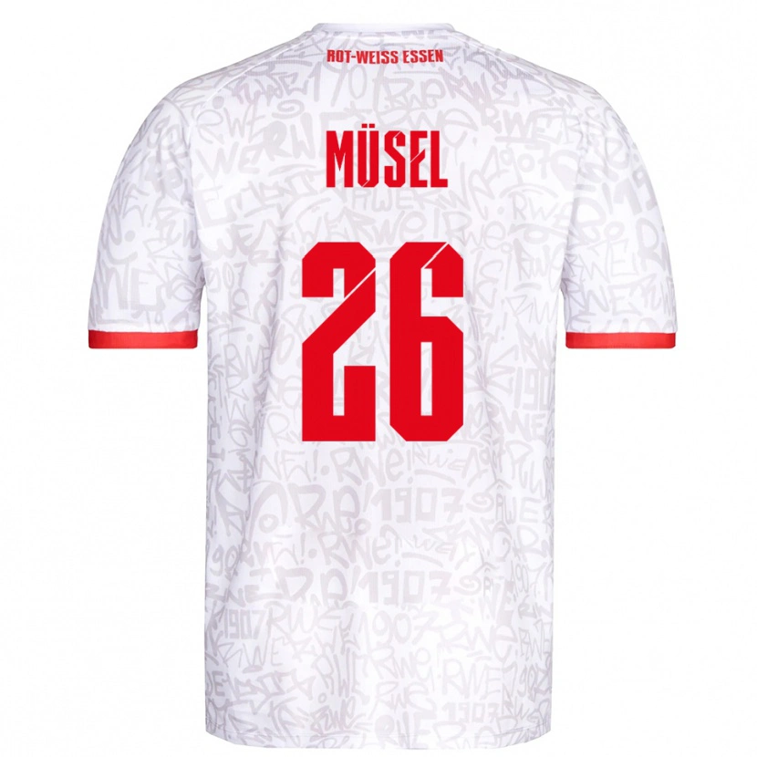Danxen Homem Camisola Torben Müsel #26 Branco Vermelho Principal 2025/26 Camisa Brasil