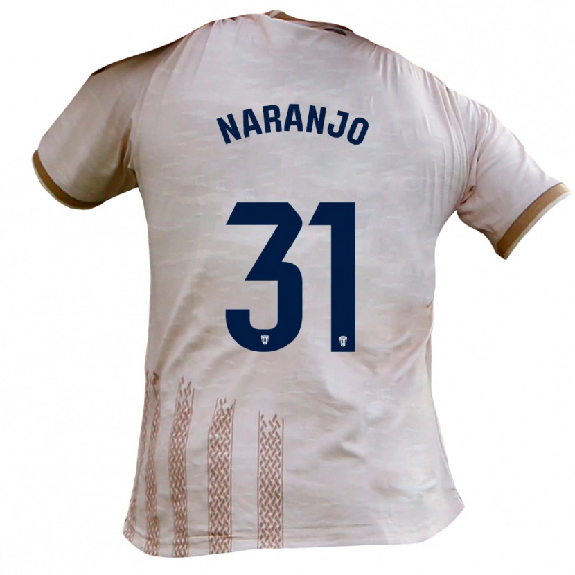 Danxen Homem Camisola David Naranjo #31 Branco Sujo Castanho Alternativa 2025/26 Camisa Brasil