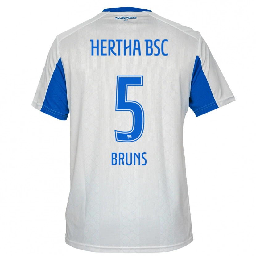 Danxen Homem Camisola Mathis Bruns #5 Branco Azul Alternativa 2025/26 Camisa Brasil