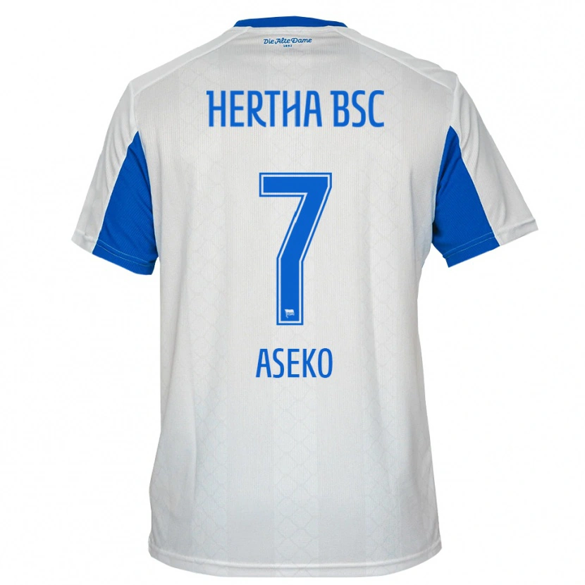 Danxen Homem Camisola Benjamin Aseko #7 Branco Azul Alternativa 2025/26 Camisa Brasil