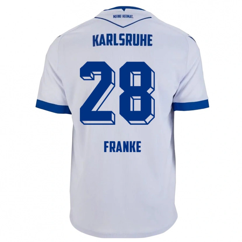 Danxen Homem Camisola Marcel Franke #28 Branco Azul Alternativa 2025/26 Camisa Brasil