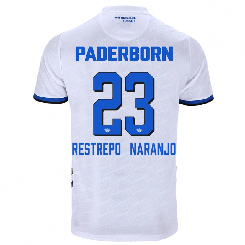 Danxen Homem Camisola Pedro Restrepo Naranjo #23 Branco Azul Alternativa 2025/26 Camisa Brasil