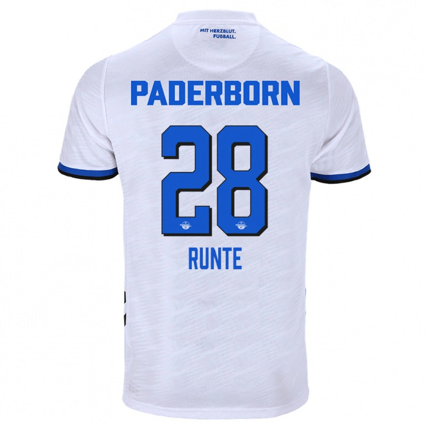 Danxen Homem Camisola Mick-Jonas Runte #28 Branco Azul Alternativa 2025/26 Camisa Brasil