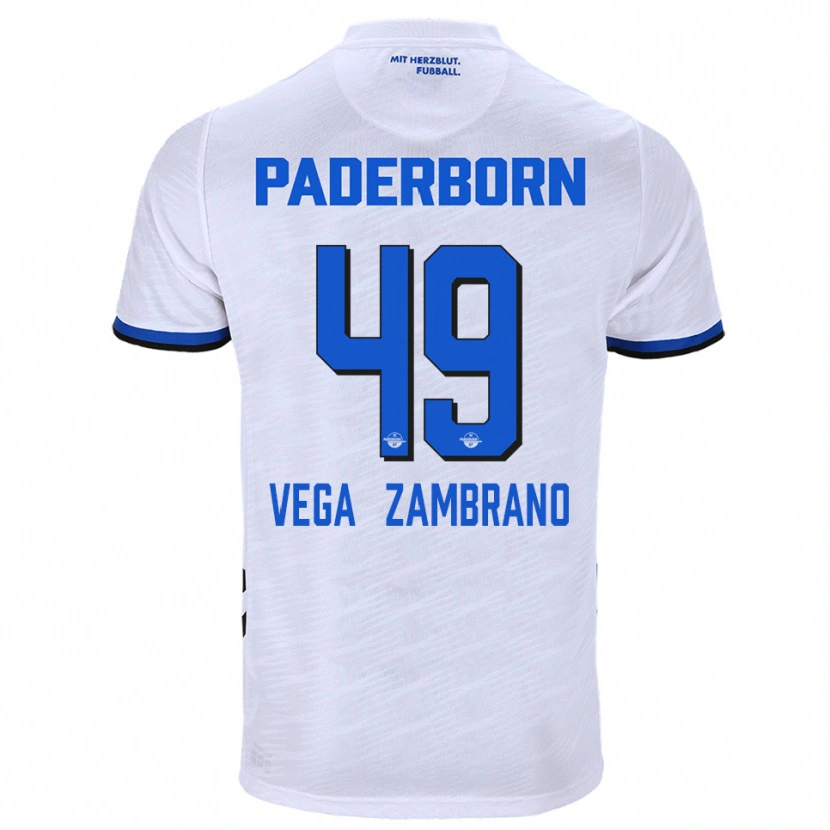 Danxen Homem Camisola Joel Vega Zambrano #49 Branco Azul Alternativa 2025/26 Camisa Brasil