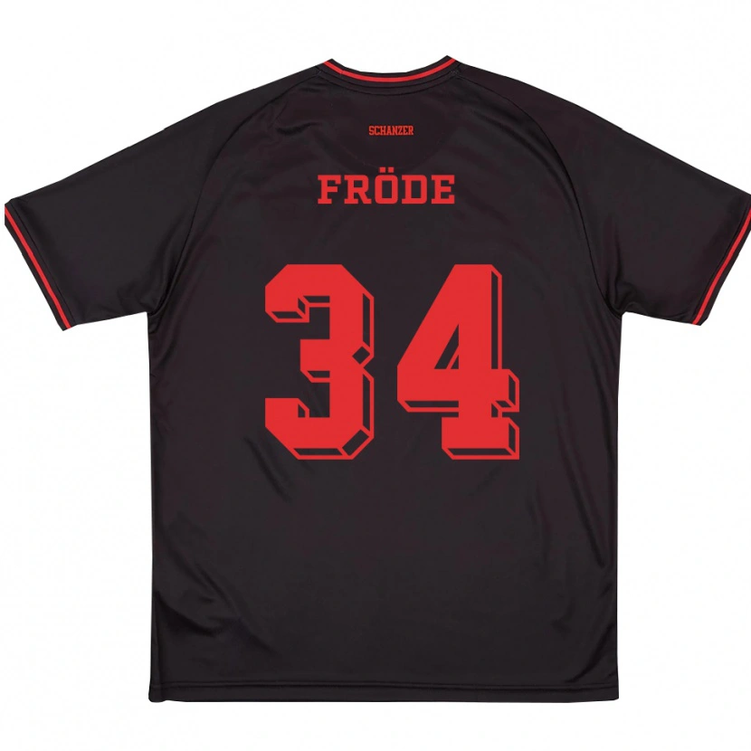 Danxen Homem Camisola Lukas Fröde #34 Preto Vermelho Branco Alternativa 2025/26 Camisa Brasil