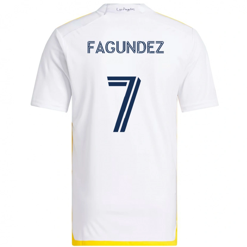 Danxen Criança Camisola Diego Fagúndez #7 Branco Amarelo Principal 2025/26 Camisa Brasil