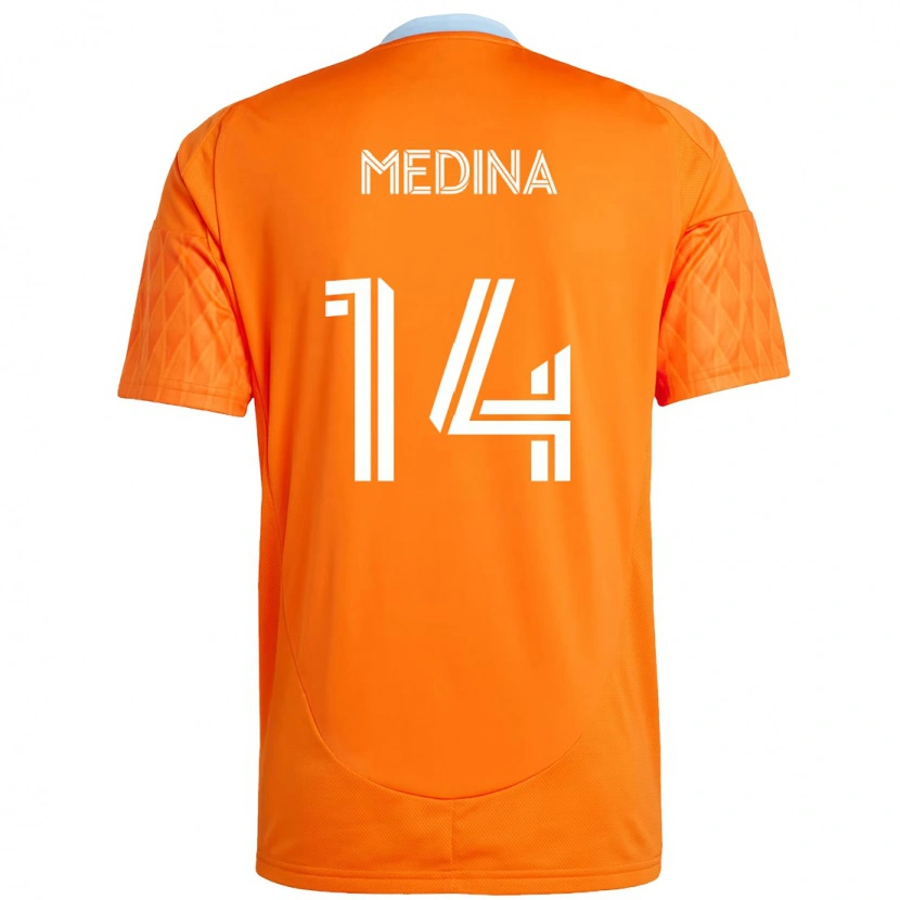 Danxen Criança Camisola Jeferson Medina #14 Laranja Branco Principal 2025/26 Camisa Brasil