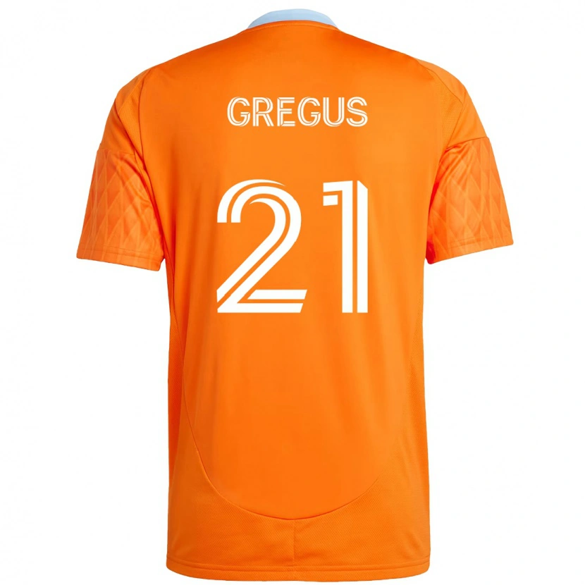 Danxen Criança Camisola Ján Gregus #21 Laranja Branco Principal 2025/26 Camisa Brasil