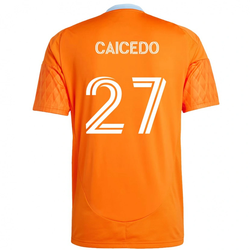 Danxen Criança Camisola Luis Caicedo #27 Laranja Branco Principal 2025/26 Camisa Brasil