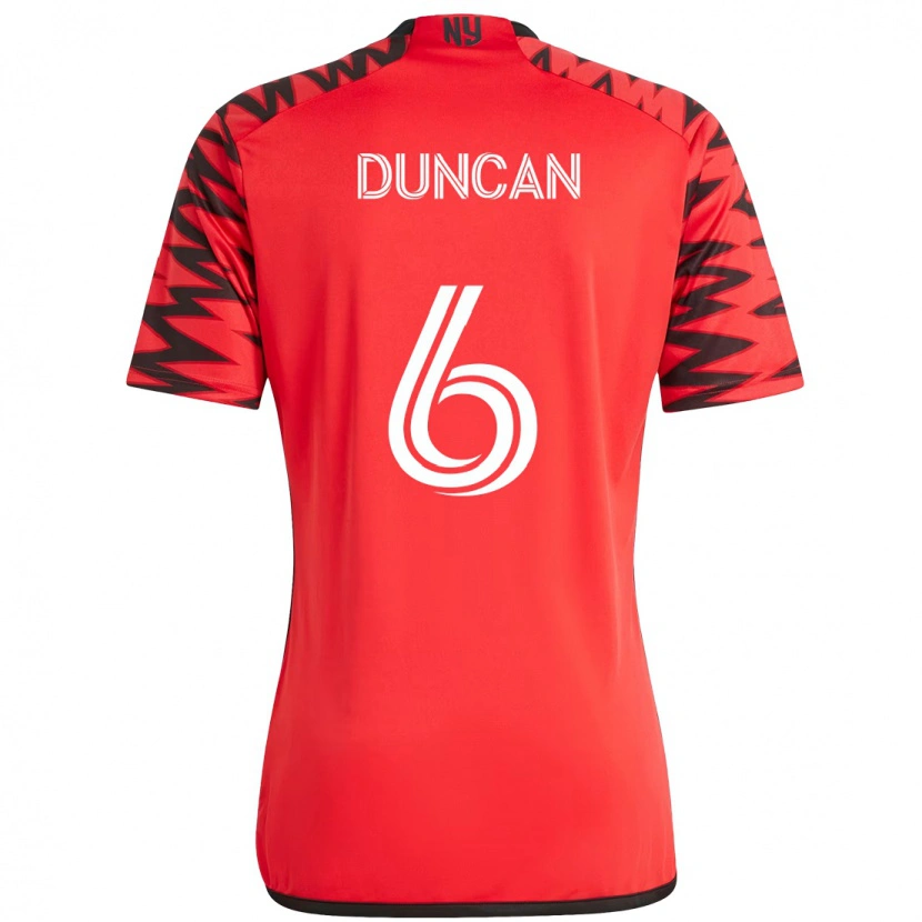 Danxen Criança Camisola Kyle Duncan #6 Vermelho Preto Principal 2025/26 Camisa Brasil