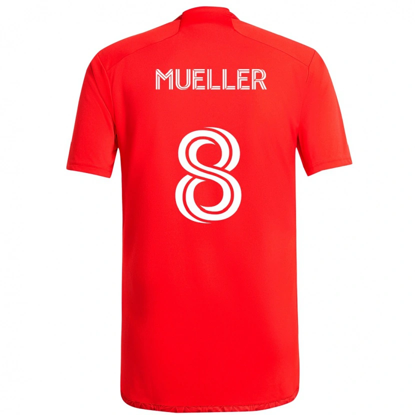 Danxen Criança Camisola Chris Mueller #8 Vermelho Branco Principal 2025/26 Camisa Brasil