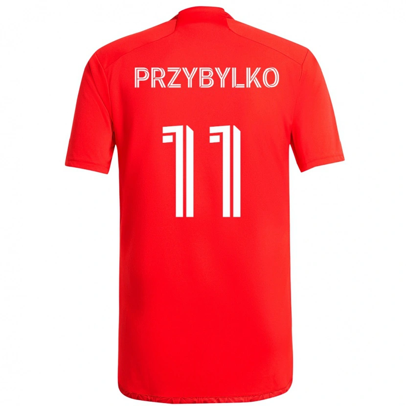 Danxen Criança Camisola Kacper Przybylko #11 Vermelho Branco Principal 2025/26 Camisa Brasil