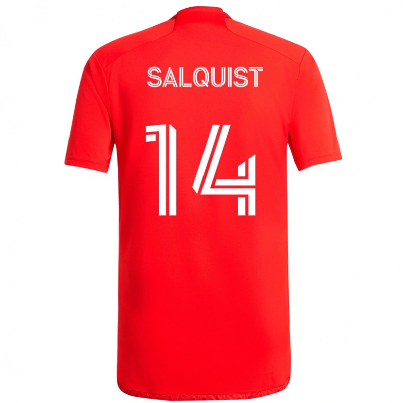 Danxen Criança Camisola Tobias Salquist #14 Vermelho Branco Principal 2025/26 Camisa Brasil