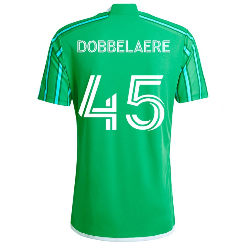 Danxen Criança Camisola Ethan Dobbelaere #45 Verde Branco Principal 2025/26 Camisa Brasil