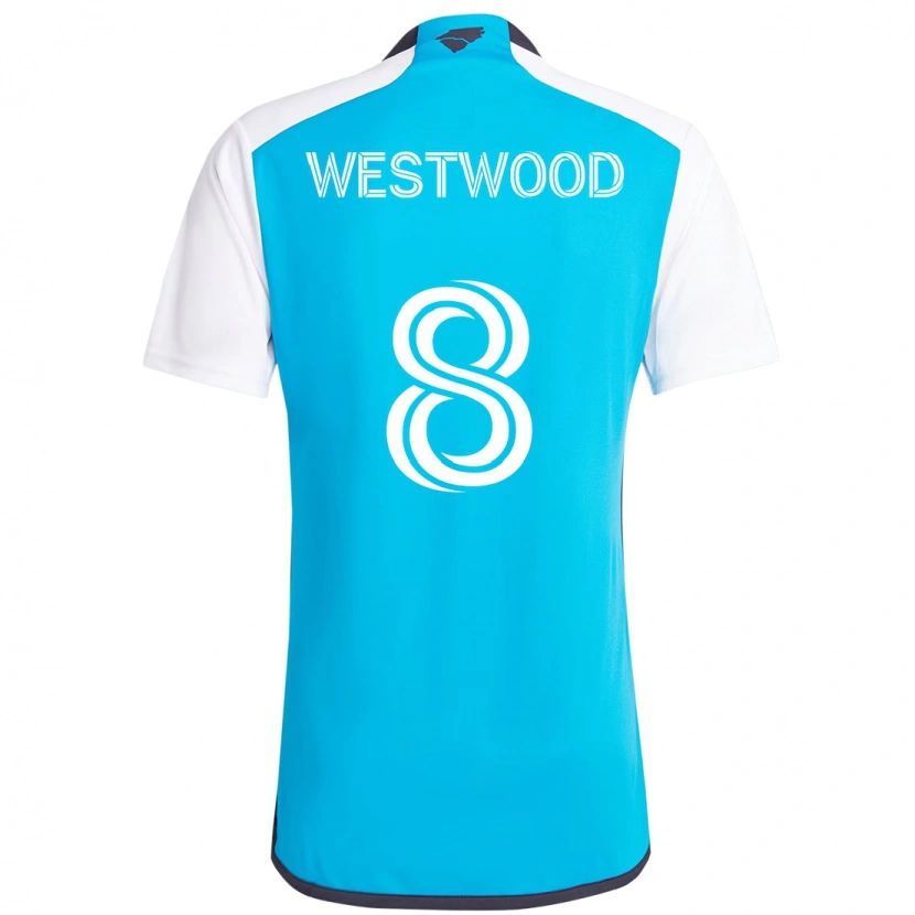 Danxen Criança Camisola Ashley Westwood #8 Azul Celeste Branco Principal 2025/26 Camisa Brasil