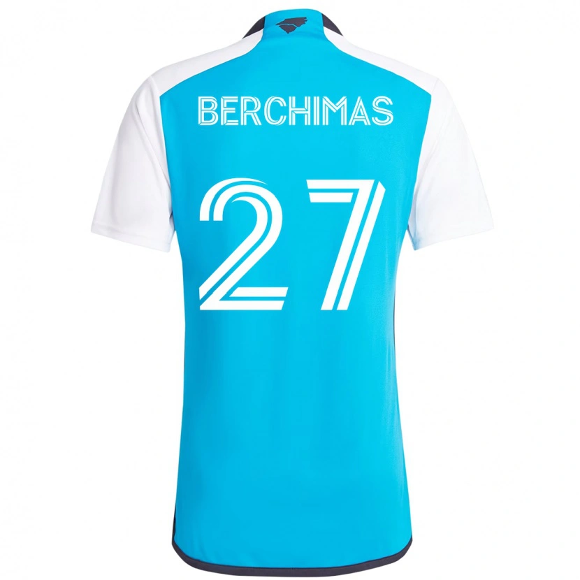 Danxen Criança Camisola Nimfasha Berchimas #27 Azul Celeste Branco Principal 2025/26 Camisa Brasil