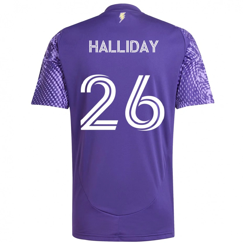 Danxen Criança Camisola Michael Halliday #26 Roxo Branco Principal 2025/26 Camisa Brasil