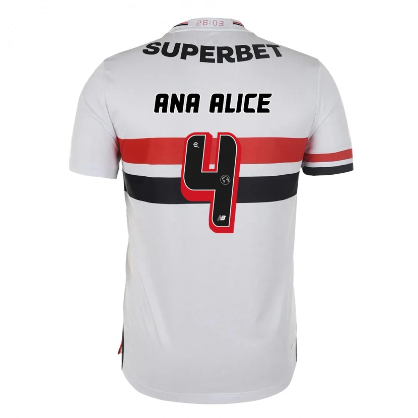 Danxen Criança Camisola Ana Alice Luciano Da Silva #4 Vermelho Preto Branco Principal 2025/26 Camisa Brasil