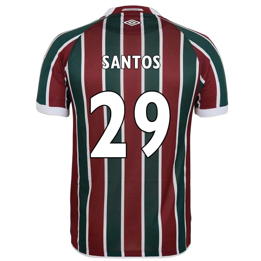 Danxen Criança Camisola Thiago Santos #29 Verde Bordô Branco Principal 2025/26 Camisa Brasil