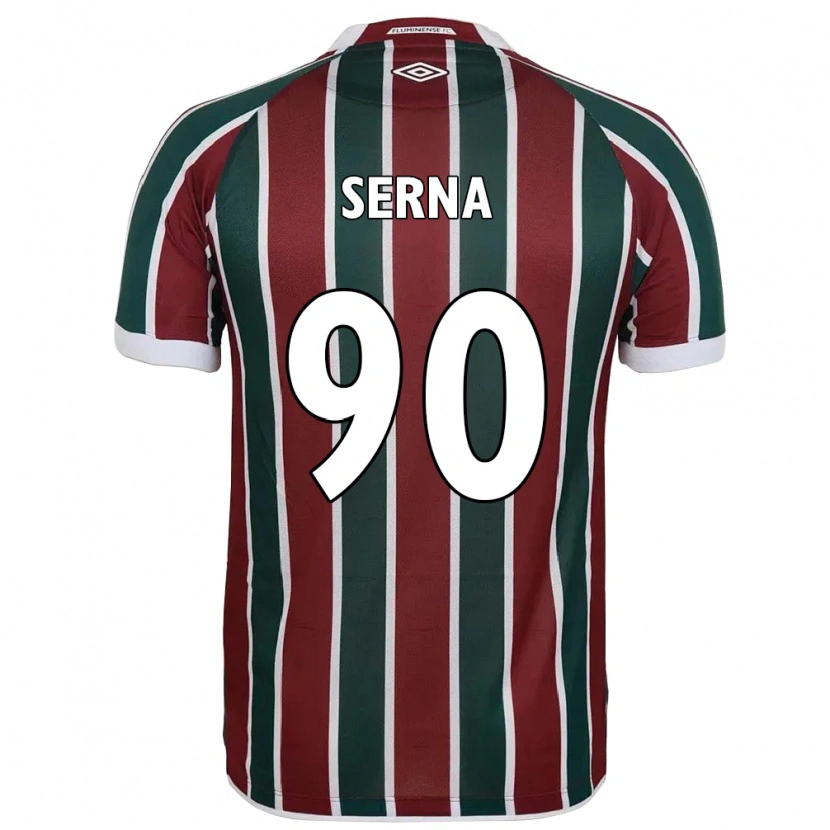 Danxen Criança Camisola Kevin Serna #90 Verde Bordô Branco Principal 2025/26 Camisa Brasil