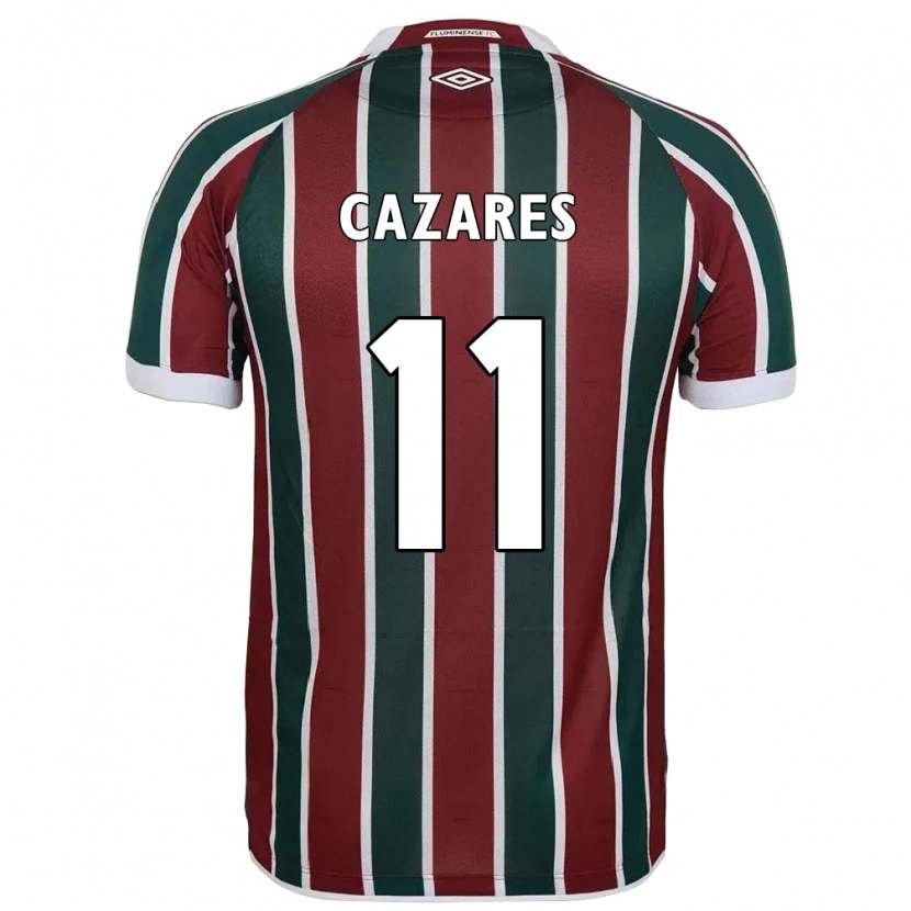 Danxen Criança Camisola Juan Cazares #11 Verde Bordô Branco Principal 2025/26 Camisa Brasil