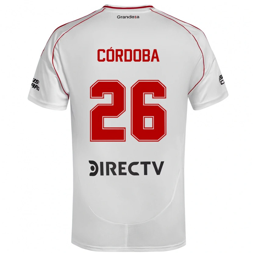 Danxen Criança Camisola Sol Córdoba #26 Branco Vermelho Principal 2025/26 Camisa Brasil