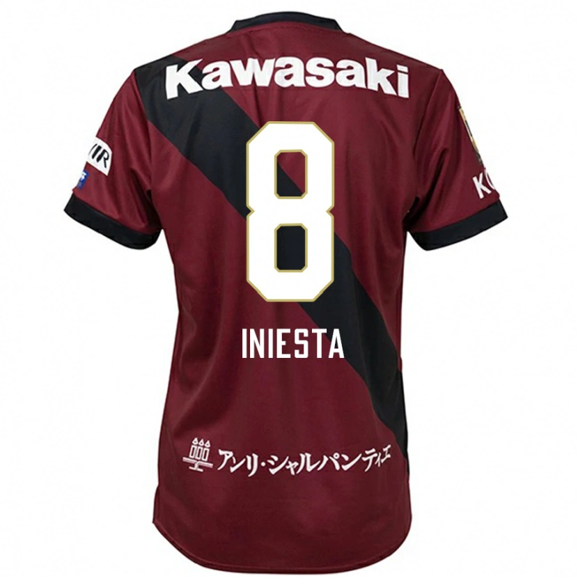 Danxen Criança Camisola Andres Iniesta #8 Bordô Preto Principal 2025/26 Camisa Brasil